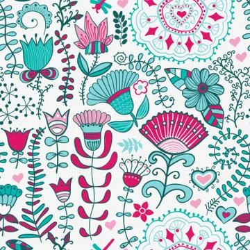 Abstract floral background, summer theme seamless pattern, wallpaper, summer  Stock Illustration