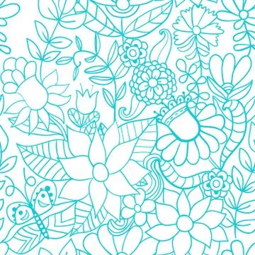 Abstract floral background, summer theme seamless pattern, vector wallpaper,  Stock Illustration