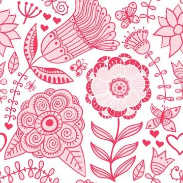 Abstract floral background, summer theme seamless pattern, vector wallpaper,  Stockillustratie