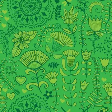 Abstract floral background, summer theme seamless pattern, vector wallpaper,  Illustrazione stock