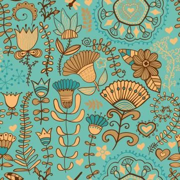 Abstract floral background, summer theme seamless pattern, vector wallpaper,  Illustrazione stock