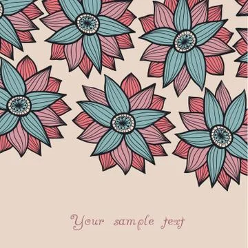 Abstract floral background, summer theme seamless pattern, vector wallpaper,  Stock Illustration
