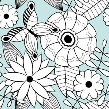 Abstract floral background, summer theme seamless pattern, vector wallpaper,  Illustrazione stock