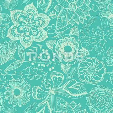 Abstract floral background, summer theme seamless pattern, vector wallpaper,  스톡 일러스트
