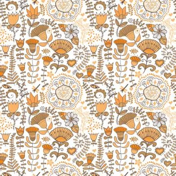 Abstract floral background, summer theme seamless pattern, vector wallpaper,  Stock Illustration