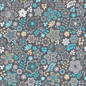 Abstract floral background, summer theme seamless pattern, vector wallpaper,  库存插图