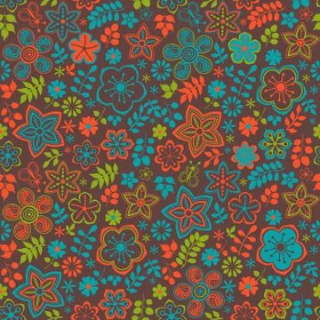 Abstract floral background, summer theme seamless pattern, vector wallpaper,  Stock Illustration