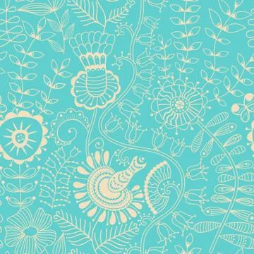 Abstract floral background, summer theme seamless pattern, vector wallpaper,  Stockillustratie