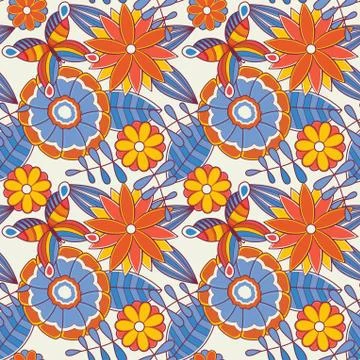 Abstract floral background, summer theme seamless pattern, vector wallpaper,  Illustrazione stock