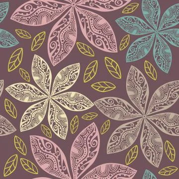 Abstract floral background, summer theme seamless pattern, vector wallpaper,  Stock Illustration