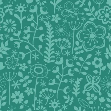 Abstract floral background, summer theme seamless pattern, vector wallpaper,  Stock Illustration