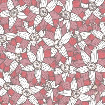 Abstract floral background, summer theme seamless pattern, vector wallpaper,  Stockillustratie