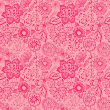 Abstract floral background, summer theme seamless pattern, vector wallpaper,  Stock Illustration