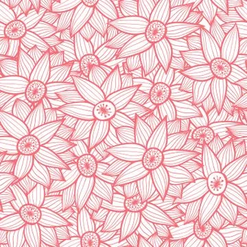 Abstract floral background, summer theme seamless pattern, vector wallpaper,  Stock Illustration