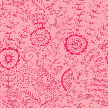 Abstract floral background, summer theme seamless pattern, vector wallpaper,  Illustrazione stock