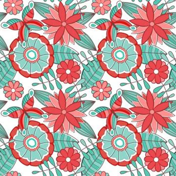 Abstract floral background, summer theme seamless pattern, vector wallpaper,  Illustrazione stock