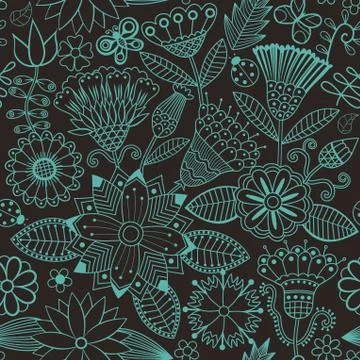 Abstract floral background, summer theme seamless pattern, vector wallpaper,  Illustrazione stock