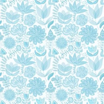 Abstract floral background, summer theme seamless pattern, vector wallpaper,  Stock Illustration