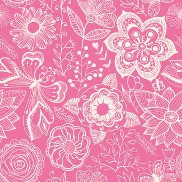 Abstract floral background, summer theme seamless pattern, vector wallpaper,  Illustrazione stock