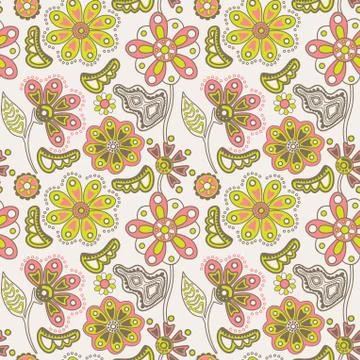 Abstract floral background, summer theme seamless pattern, vector wallpaper,  Stock Illustration