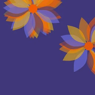 Abstract Floral Background with Translucent Multi-Colored Flowers on Deep Purple Illustrazione stock