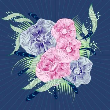 Abstract floral background. Vector abstract flowers Illustrazione stock