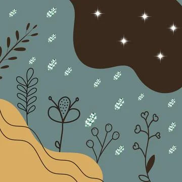 Abstract floral boho art Stock Illustration