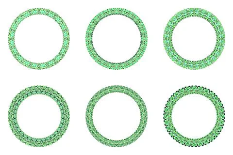 Abstract floral border set - circular round vector elements Illustrazione stock