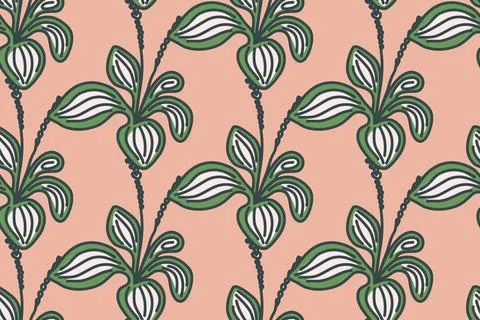 Abstract floral botanical seamless pattern vector illustration.Trendy artis.. Stock Illustration
