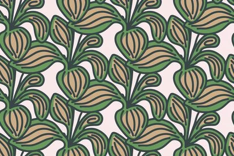 Abstract floral botanical seamless pattern vector illustration.Trendy artis.. Stock Illustration