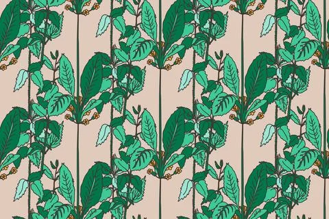 Abstract floral botanical seamless pattern vector illustration.Trendy plant.. Stock Illustration