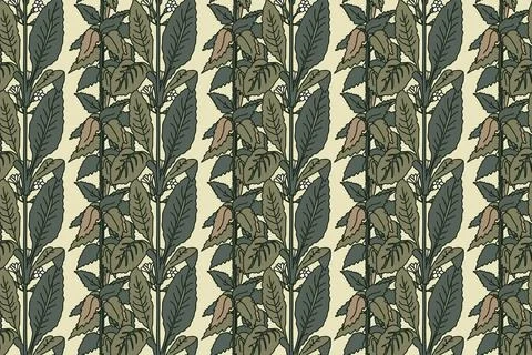 Abstract floral botanical seamless pattern vector illustration.Trendy plant.. Stock Illustration