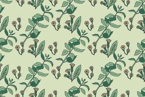 Abstract floral botanical seamless pattern vector illustration.Trendy plant.. Stock Illustration