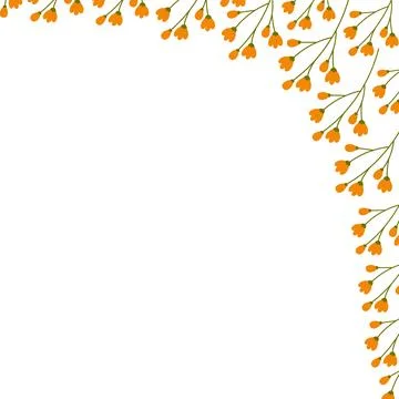 Abstract floral corner frame border with blossom brunches. Design concept for Illustrazione stock