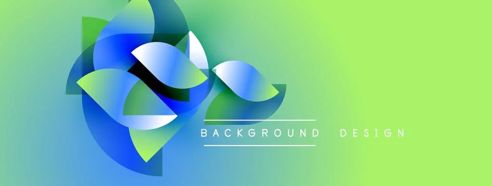 Abstract floral design. Gradient background transitions from blue to green. Stockillustratie