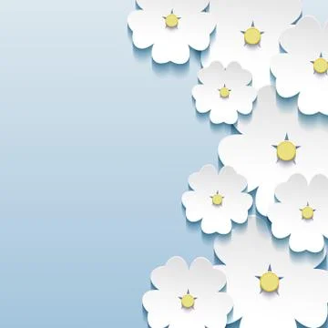 Abstract floral elegant background with 3d flowers sakura Stock Illustration