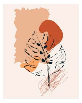 Abstract floral elements paper collage with geometrical shapes. Vector Stock Illustration