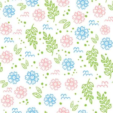 ABSTRACT FLORAL Fabric Seamless Pattern Vector Illustration Illustrazione stock