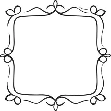 Abstract floral frame border doodle style floral patterns transparent background Stock Illustration