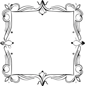 Abstract floral frame border doodle style floral patterns transparent background Stockillustratie