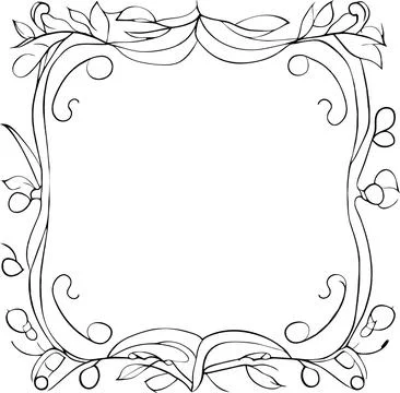 Abstract floral frame border doodle style floral patterns transparent background Stockillustratie