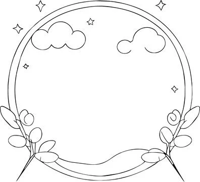 Abstract floral frame border doodle style floral patterns transparent background Stock Illustration