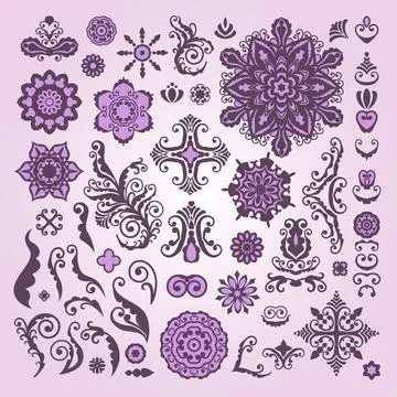 Abstract Floral Illustration Design Elements on white background. Illustrazione stock
