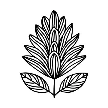 Abstract floral leaf design vector illustration black and white botanical l.. Stock Illustration