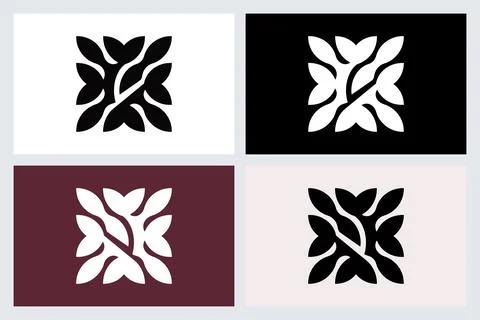 Abstract Floral Leaf Logo Icon Set (1) Stock Illustration