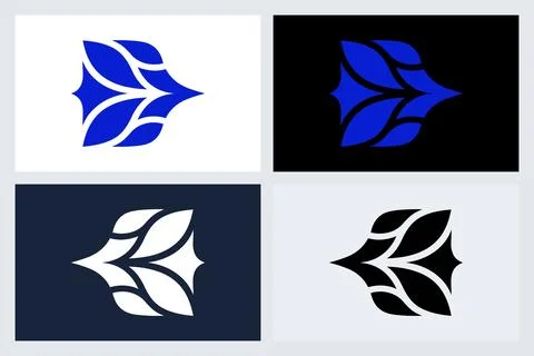 Abstract Floral Leaf Logo Icon Set Stock Illustration