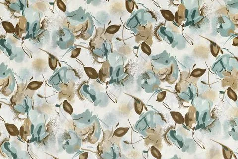 Abstract Floral Leaf Pattern With Teal And Brown Tones For Background Textures Stock Photos