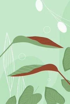 Abstract floral leafy pattern with growing brown, green and white leaves Stock Illustration