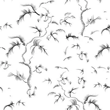 Abstract floral line seamless pattern. Frosen plant swirl orname Stock Illustration
