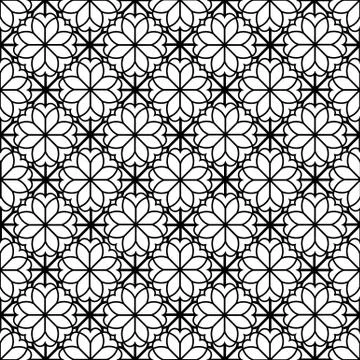 Abstract floral line seamless pattern. Arabic mosaic ornament, geometric shapes. Stock Illustration